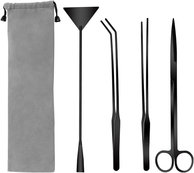 Catcan 4 in 1 Quarium Aquascape Tools Kits, Fish Tank Plant Tools Tweezers | Anti-Rust Stainless Steel, Aquatic Plant Aquascaping Tweezers, Scissors, Spatula for Aquarium Tank Cleaning