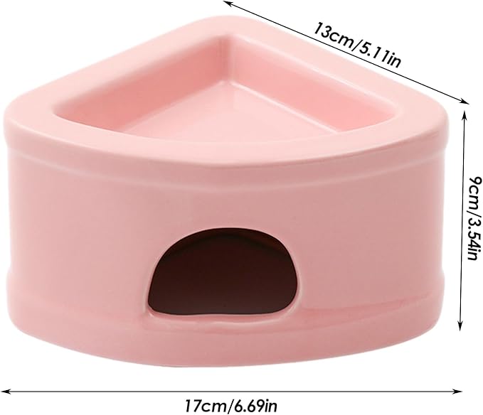 Ceramic Hamster Hideout House - Multifunctional Small Pet Cave with Feeding Bowl, Durable Habitat for Hamsters, Gerbils, Mice, Lemmings, All-Season Pet Bed & Hideaway (A)