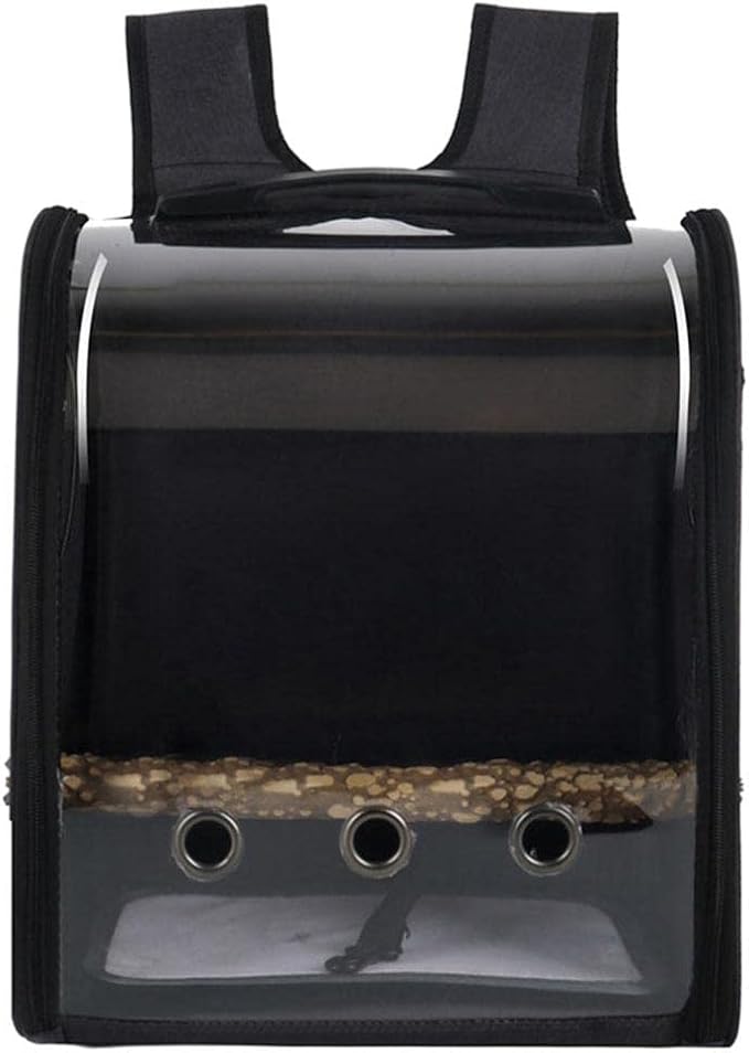 Bird Bag Backpack Cage Pet Parrot Visible Window Approved Shoulder Strap Large Space Portable Carry Bag for Conures Hiking Black