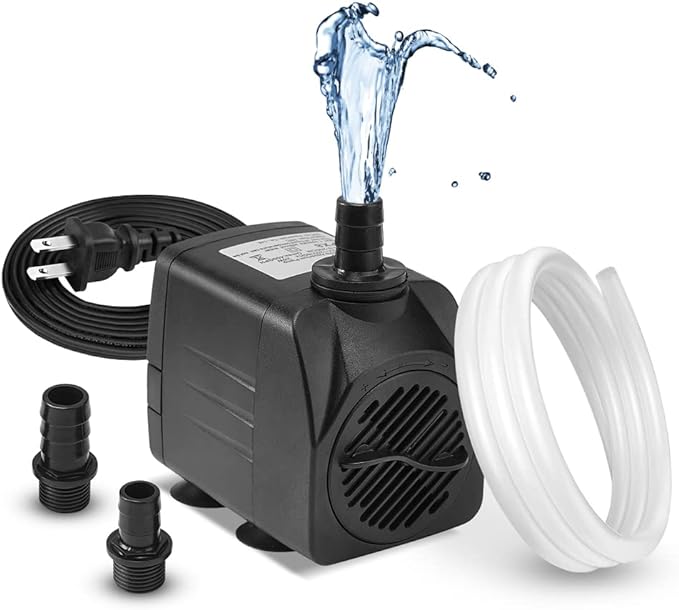DaToo 400GPH 25W Submersible Water Pump Fountain Pump Ultra Quiet For Aquariums Fish Tank Pond Fountain Statuary Water Feature Hydroponics