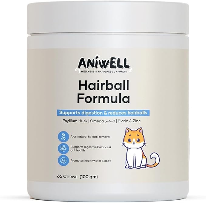 Hairball Formula for Cats – Soft Chews with Omega-3 & Biotin | Cat Hairball Remedy & Digestive Support | Supports Skin and Coat Health | Daily Cat Supplement