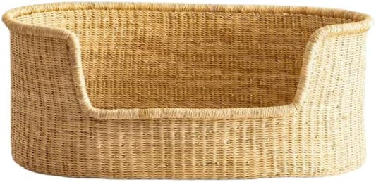 Handwoven Dog Bed – Woven Baskets for Gifts – Small to XXL Empty Dog Basket and Dog Toy Bin – Large Storage Basket for Dogs and Toys – Elegance and Decorative Basket for Your Pet (Natural, Small)