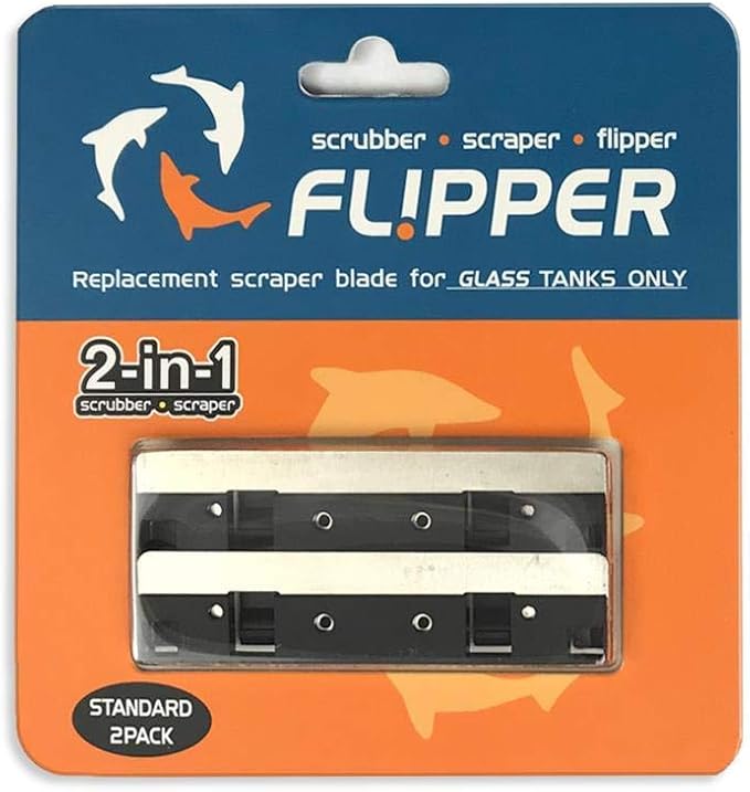 Flipper Cleaner Float - 2-in-1 Floating Magnetic Aquarium Glass Cleaner- Scrubber & Scraper Aquarium Cleaning Tools & Standard Aquarium Scraper Replacement Blades