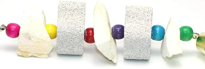 3Pcs Bird Beak Trim Cuttlebone Calcium Stone Lava Block Chew Toy Grinding Teeth Natural Minerals with Bell for Parakeets, Cockatiels, Conures, Budgies, Lovebirds