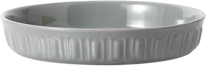 Fun Elements Shallow Dog Bowls, 8" Ceramic Dog Food Plate for Small and Medium Breeds, Non-Slip, Flat and Wide, Dishwasher Safe, Suitable for Puppies and Kittens (Grey)