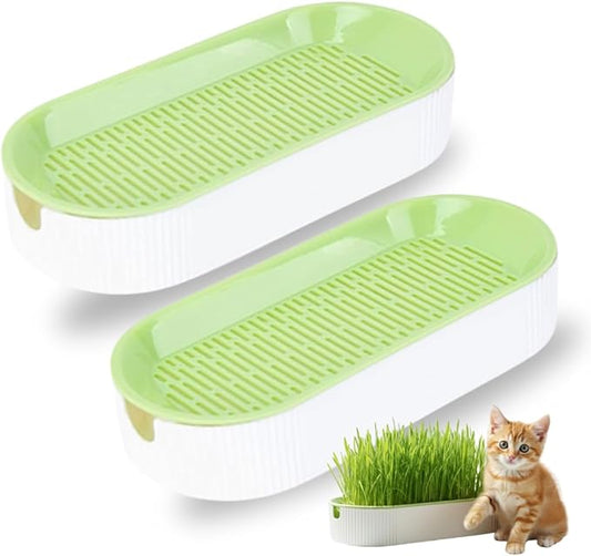2 Hydroponic Growing Planters for Gardeners - Indoor Home Soil-Free Planter for Cat Grass, Herbs & Microgreens – Sprouting Container - Office Gift Exchange - No Seeds Included (2)