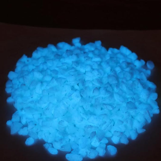Glow in the Dark Gravel Stones,Aquarium Gravel,Aquarium Sand,Decorative Glow Gravel Rocks for Fairy Garden Fish Tank Succulents Pot Vase Filler Decor, 1 Pound (Sky Blue, 5-8mm)