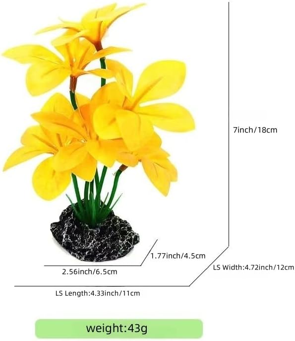 JGbaby Artificial Aquarium Plants,Fish Tank Decorations Betta Leaf Hammock 7in Realistic Silk & Plastic Plants, Hideout Decor for Betta. Goldfish,Reptiles,Small Tanks (Yellow Type-A)