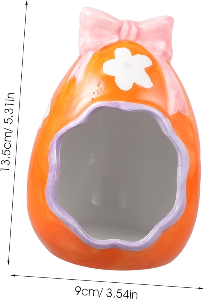 Ceramic Hamster Hide House Small Pet Shelter for Guinea Pigs and Hamsters Decorative Cartoon Nest for Sleeping and Playing Cooling Hideout for Small Animals