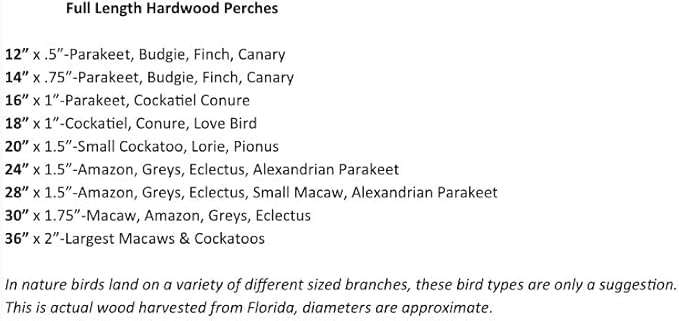 Polly's Full Length Hardwood Bird Perch, 18-Inch