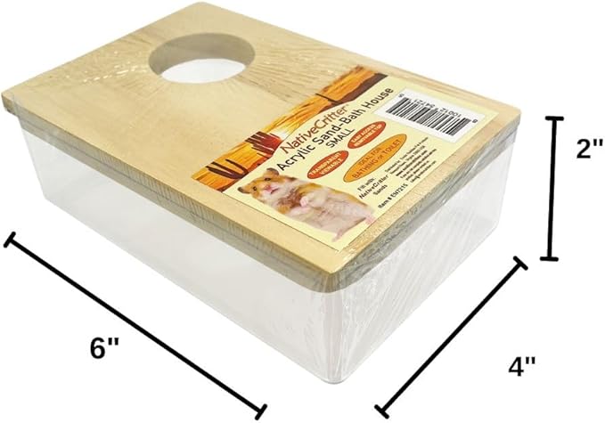 Exotic Nutrition Acrylic Sand Bath House - Fun & Unique Cage Accessory for Hamsters, Gerbils, Chinchillas, and Degus (Small)