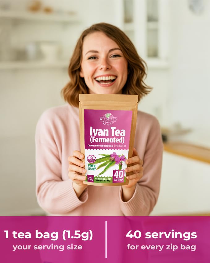 40 Bags Ivan Tea Siberian Fireweed Tea Herb Blooming Sally (Chamerion Angustifolium) - Ivan Chai 40 Count 1.5 g Bags Epilobium Angustifolium Иван Чай