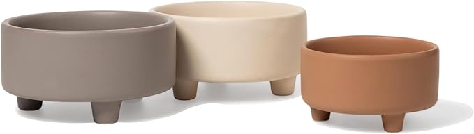 Waggo Uplift Ceramic Dog Bowl for Small Medium and Large Breeds - Heavyweight and Durable Pet Food and Water Dish Crock, Dishwasher Safe, Modern, Elevated Feeder (Clay, Large)