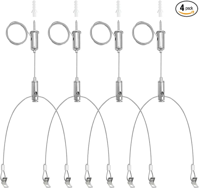 HAMRVL 4 Set Aquarium Light Suspension Cables Kit - Adjustable Steel Hanging Chains 5ft Lighting Fixture Chains,Heavy Duty Stainless Steel Rope for Commercial Aquarium Fish Tank Light LED Panel Light