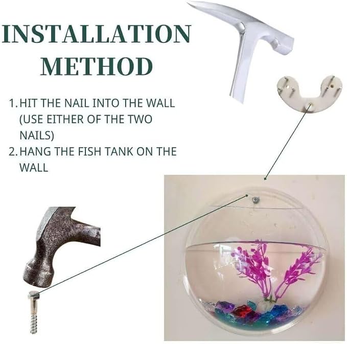 Creative Acrylic Hanging Wall Mounted Fish Tank, Hanging Bowl for Water Plants, Wall Fish Bubble Tank, Hydroponic Air Plant Flower Pot, Mini Aquarium Planter, Home Decor