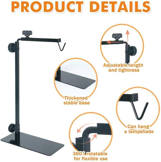 Adjustable 13-29 inch Metal Reptile Lamp Stand – Versatile Floor Light Holder for Terrarium Heat Lamps & Dome Shades, Perfect for Glass Reptile Enclosures & Heating Bulbs.