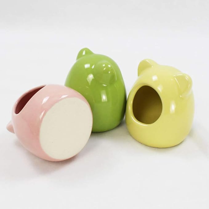 Small Animal House, Ceramic Hamster Bedding Hideout Nest, Critter Bath for Chinchilla Hamster Rat Gerbils (Random Color)