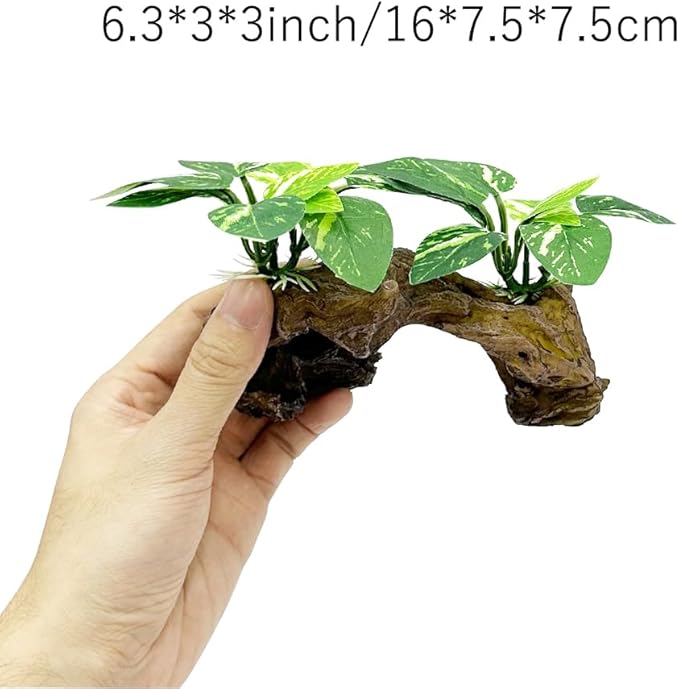 Fish Tank Decorations Aquarium Decor Ornaments Betta Silk Leaf pad Hammock Artifical Driftwood Cave Goldfish Bowl Accessories (Type-D)