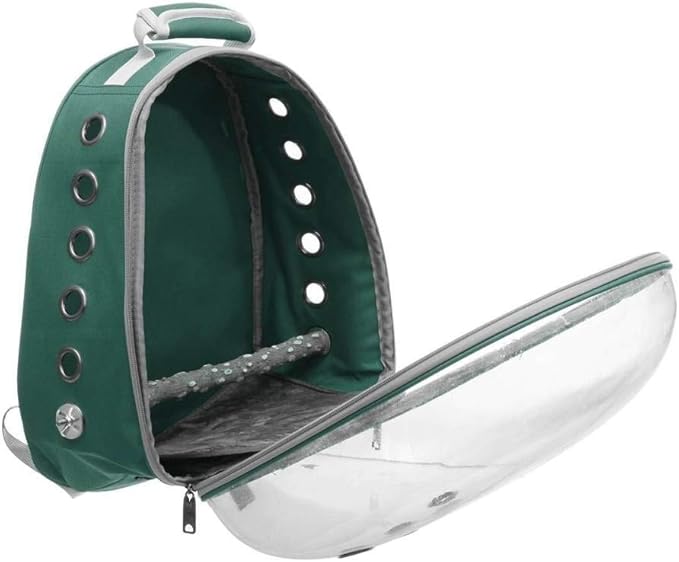 Bird Carriers Parrot Backpack Small Carrying Cage Outdoor Travel Comfortable Breathable Extensible Carrier Backbag 1Pcs Green