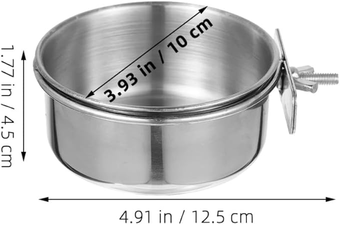 4pcs Stainless Steel Bird Bowls for Cage Feeding, 10cm Small Pet Food and Water Dishes, Sturdy Coop Cups for Parakeets, Small Parrots, and Small Birds