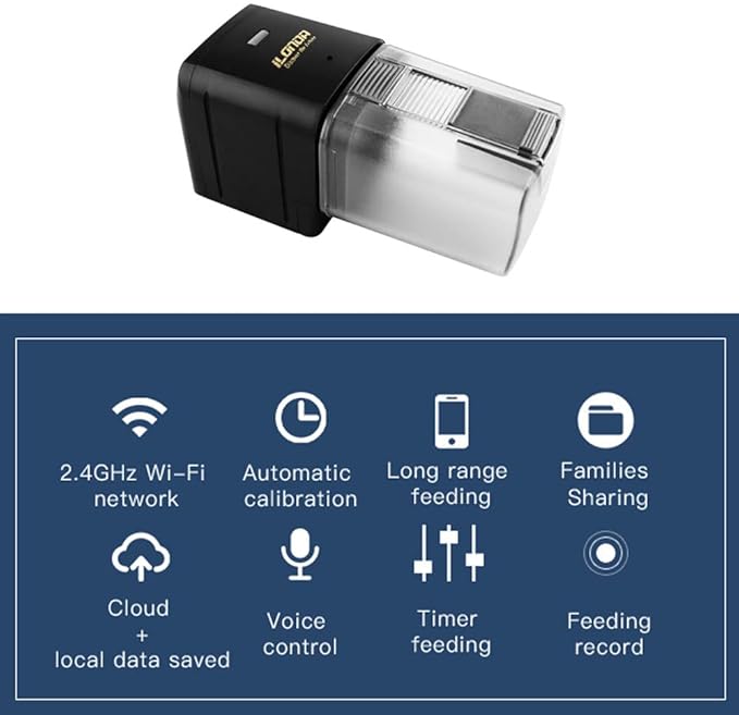 Irfora USB Powered WiFi Intelligent Automatic Aquarium Fish Bowl Food Feeder Home Household Aquarium Intelligent Timing Fish Feeder APP Remotes Control 24 Laguages Compatible with Voice Control
