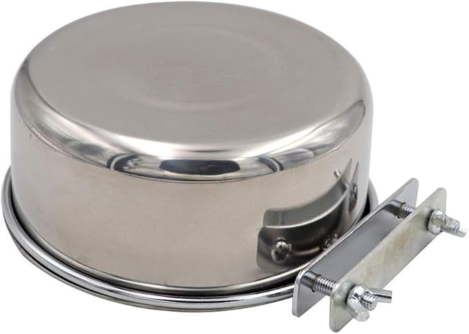 2 Packs, Pet Food Water Bowl with Clamp Holder Stainless Steel Coop Cup Hanging Feeder for Dog Bird Parrot Cat Rabbit, L&XL