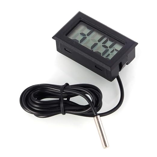 Black Digital LCD Thermometer Temperature Monitor with External Probe for Fridge Freezer Refrigerator Aquarium -Fahrenheit (10pcs)