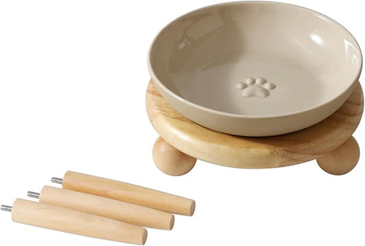 Havniva Elevated Cat Bowls, Ceramic Cat Food Bowl Whisker Friendly Cat Dishes, Kitten Food & Water Bowl with Two Heights Stand, Anti-Slip Raised Cat Food Plates