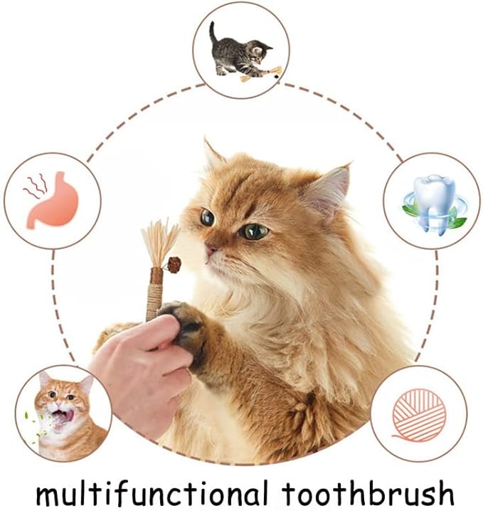 Silvervine for Cats: Cute Cat & Kitten Toys for Indoor Cats Interactive‖ Cat & Kitten Teething Chew Toys for Aggressive Chewers,Silvervine Sticks Cat Dental Toy (4PCS)