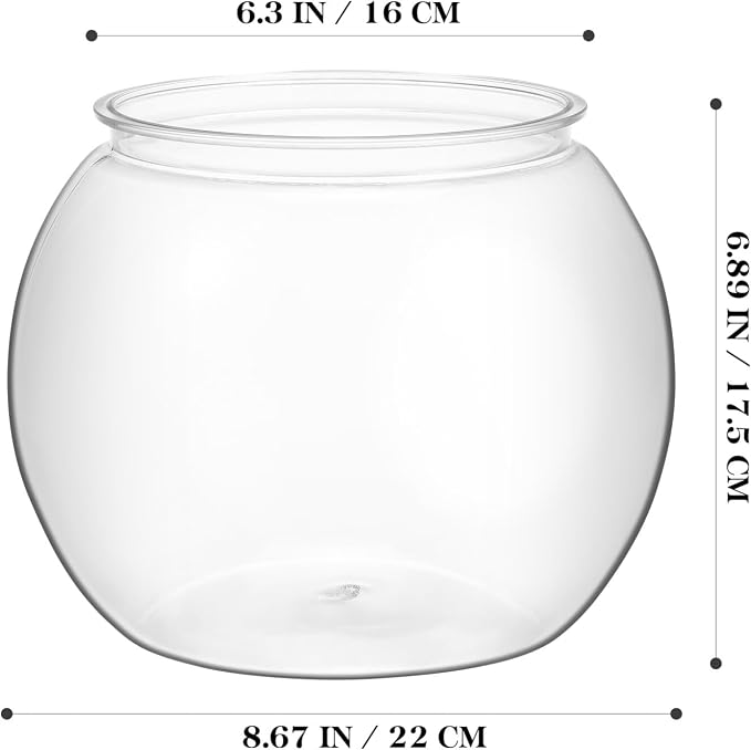 Plastic Fish Bowls, Round Plastic Fish Tank 1.06 Gallon Aquarium Hydroponic Planter Floral Container for Prizes, Party, Table Centerpiece Home Decor