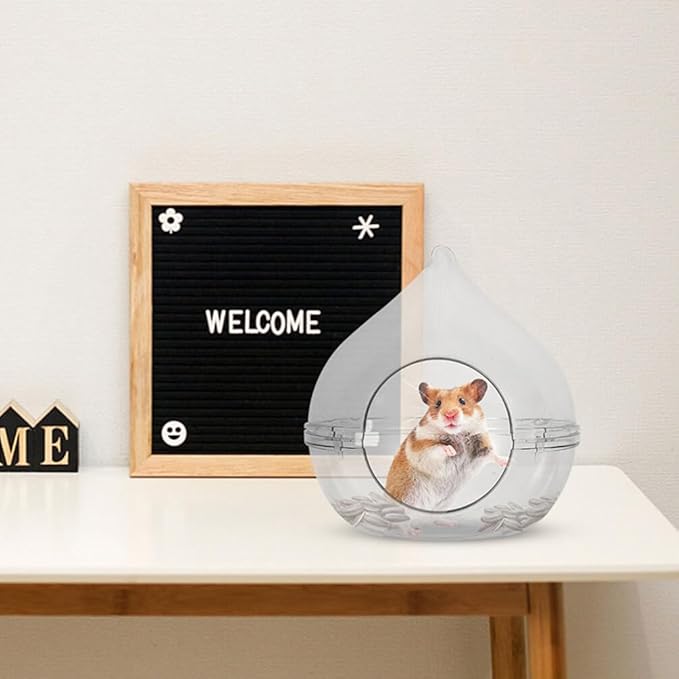 Ipetboom Acrylic Hamster Bathtub Transparent Dust Bath Container for Chinchilla Small Pet Cage Accessory