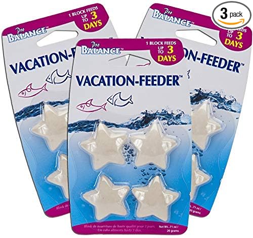 Penn-Plax Pro Balance Vacation Fish Feeder – Slow Release Food That’s Great for Weekend Vacays: 1 Block Feeds up to 3 Days – 12 Starfish Shaped Blocks (3 Packages)