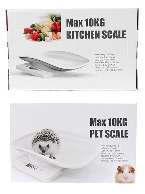 Digital Pet Scale LCD Electronic Small Animals Weighing Scale, Kitchen Food Scale, Mini Precision Grams Weight Balance Scale with g/ml/oz/lb for Pup/Cat/Hedgehog/Ferret/Hamster/Tortoise/Lizard