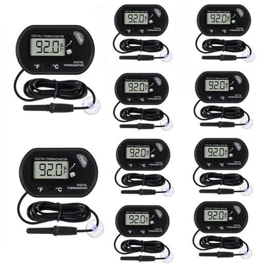 10Pcs Aquarium Thermometer Fish Tank Thermometer Reptile Terrarium Water Test Digital with LCD Display Fahrenheit/Celsius(℉/℃)