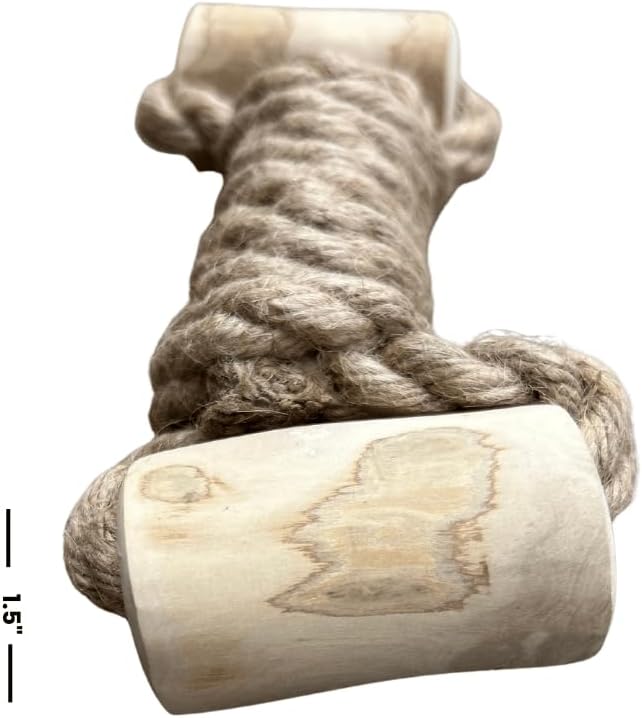 Coffee Wood Dog Toy - Eco-Friendly Durable Hemp Rope for Chewing & Tugging, Non-Toxic Natural Wood Dog Toy for Indoor & Outdoor Play, Medium Dogs, Pack of 1