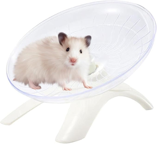 7" Small Animal Flying Saucer Running Wheel, Does not Produce Noise, for Hamsters, Hedgehogs, Guinea Pigs, and Other Small Animals to Ensure The Safety of Sports (White)