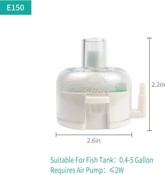 Small Aquarium Sponge Filter, Small Fish Tank Filter & Mini Submersible Fish Filter Built-in Air Bubble Stone and Bio Sponge for Fish Tanks up to 5 Gallon (Air Pump Not Included)