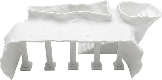 Roman Column Fish Tank Decoration, White Resin Aquarium Ornament, Realistic Ancient Castle Design, Multiple Entry Points, Safe Cave Hideout for Fish