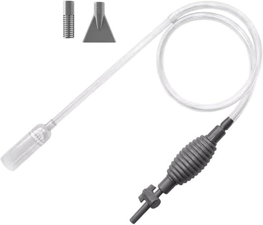 Aquarium Vacuum Gravel Cleaner Manual Siphon Hand Remover | Fish Tank Cleaning Kit for Water Turtle Decorations Sand Algae Substrate Rock Plants Cave Fishing Saltwater