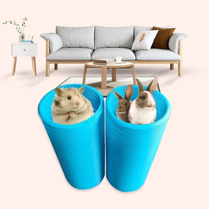 2 Pack Hamster Tunnel Ferrets Fun Tunnels Foldable Exercising Training Tubes Hideout Pipe Toy for Guinea Pigs Chinchillas Gerbils Mouse Rabbit Small Animal Pet Rats