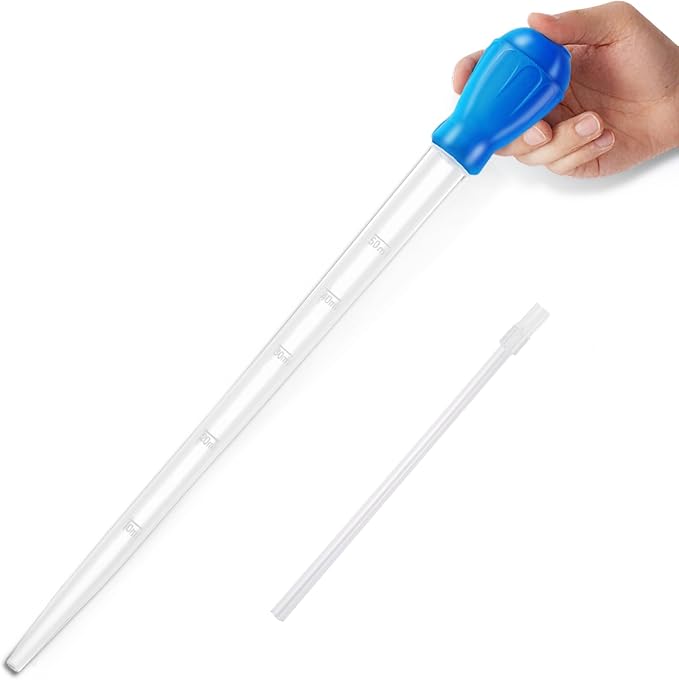 27.7IN Extra Long Turkey Baster for Aquarium, Blue, 50ml | Plastic Turkey Baster Long Syringe, Waste Remover for Aquarium Vacuum, Siphon for Fish Tank, Fish Waste Collector