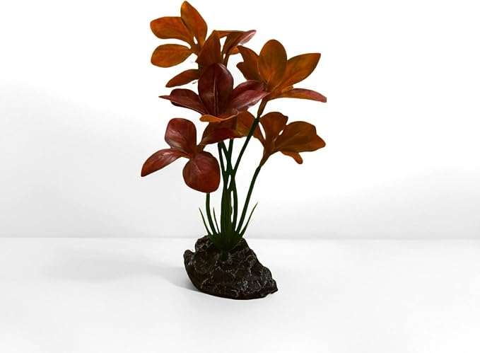 JGbaby Artificial Aquarium Plants,Fish Tank Decorations Betta Leaf Hammock 7in Realistic Silk & Plastic Plants, Hideout Decor for Betta. Goldfish,Reptiles,Small Tanks (Red Type-A)