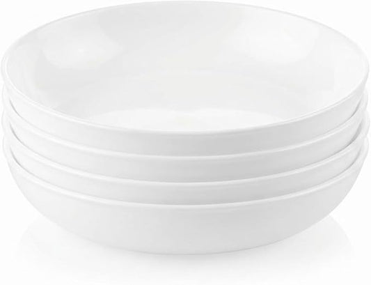 Corelle 4-Pc Versa Bowls for Pasta Salad and More, Service for 4, Durable and Eco-Friendly 30-Oz, Compact Stack Bowl Set, Microwave and Dishwasher Safe, White