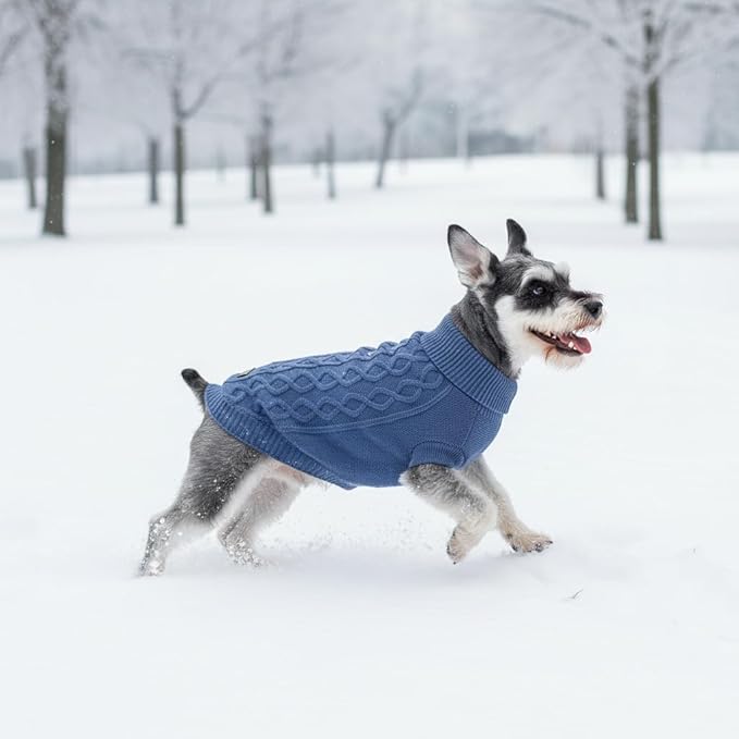 Dog Warm Winter Sweater Pet Clothes Knitwear for Medium Dog for Corgi, West Highland, Schnauzer, Border Collie, Dog Outfits (Dark Blue XL)