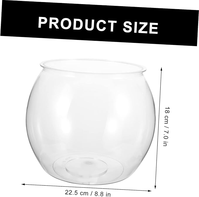 Transparent Fish Tank Clear Plastic Fish Bowl for Goldfish Turtle Desktop Aquarium Tabletop Tank Micro Landscape Container Decorative for Home Office Living Room 7.87 X 7.87 X 6.69 in