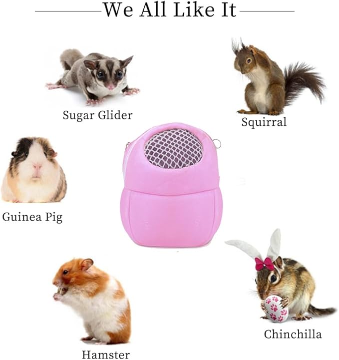 WishLotus Hamster Carrier Bag, Portable Outgoing Travel Handbags with Nylon Straps Small Pet Pouch for Hamster Rat Mini Hedgehog (Pink, M)