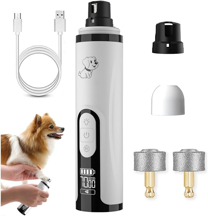 Upgraded Slient Dog Nail Grinder, Professional Pet Nail Grinder, Triple Speed Settings, 2000mAh Battery, Ultra Quiet Operation for Stress-Free Grooming for Small Medium Large Dogs & Cat