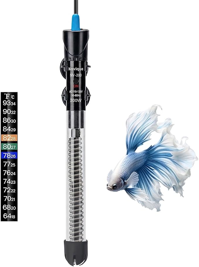 200W Aquarium Heater Adjustable Temperature Submersible Fish Tank Heater Water Thermostat with Thermometer for Freshwater and Saltwater Tanks