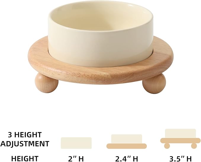 Havniva Raised Cat Water Bowl 5.1” Elevated Ceramic Cat Food and Water Bowl Whisker Friendly Pet Water Bowls for Indoor Cats, Wide Kitten Dish Relieve Whisker Fatigue Non Slip Cat Feeder