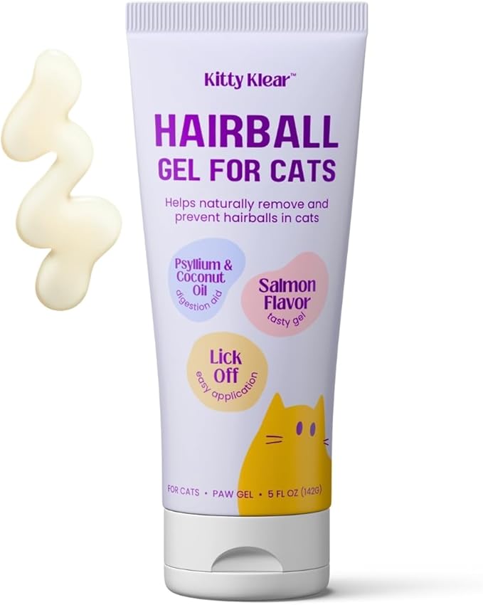 Hairball Gel for Cats - Cat Supplement to Help Reduce & Prevent Hairball - Salmon Flavor, Easy Paw Application Gel